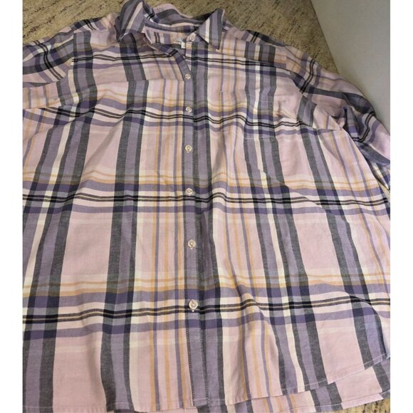 Croft & Barrow Plaid Flannel Shirt Plus Sz 2X Purple Pink Long Sleeve Cotton - Picture 5 of 14